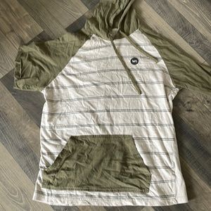 Rvca short sleeve hoodie. Great condition. Large. Runs small. Cream/olive